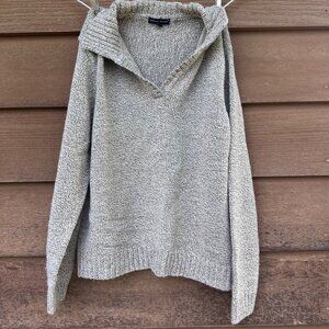 Vintage Carolyn Taylor Womens V-Neck Sweater Size L Gray Knit Acrylic Blend